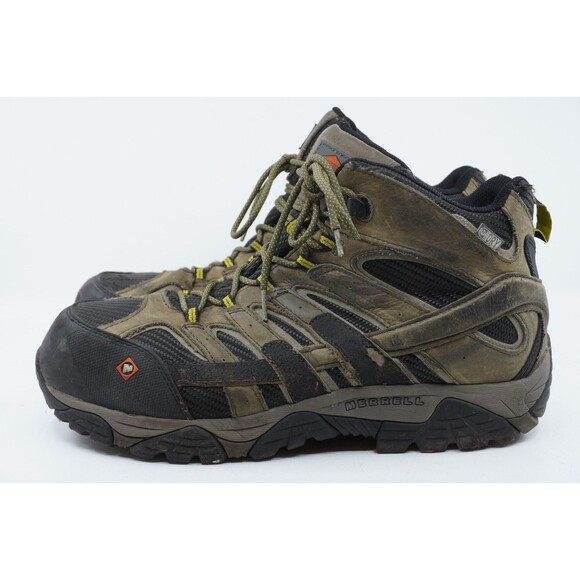 MERRELL Moab 2 Vent Mid Mens Size 15 Hiking Boots Work Brown Safety Toe Boot - Picture 3 of 7